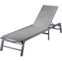 Tuinligbed met verstelbare rugleuning en grijze bekleding