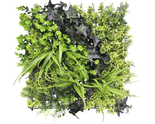 Wandpaneel kunsthaag Monet 38x38 cm Kunst plantenpaneel met diverse groene plantensoorten.