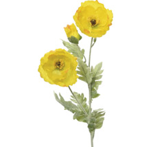 Gele kunstbloem klaproos met bladeren