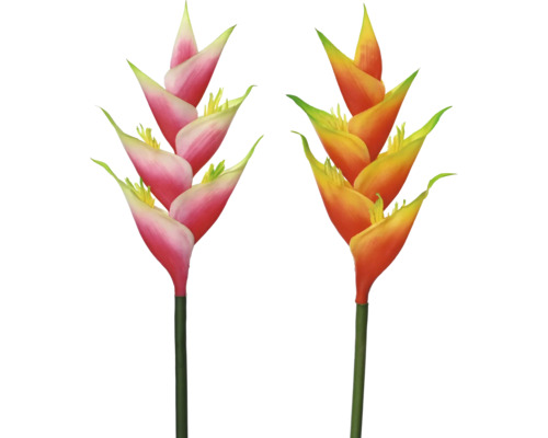 Twee Heliconia kunstbloemen met steel