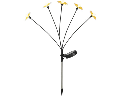 Solarlamp met vijf gele bloemkoppen en grondpen