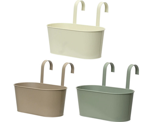 Drie balkonbakken met ophanging