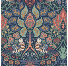 Behang met vogel- en bloemmotief