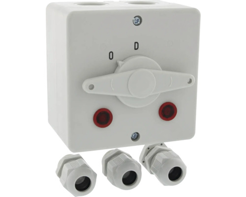 Installatiebehuizing met draaischakelaar en wartels