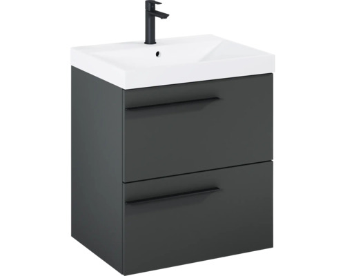 Wastafelonderkast met twee laden, wastafel en kraan