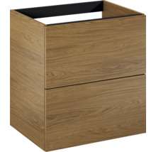 Wastafelonderkast met twee laden in houtlook