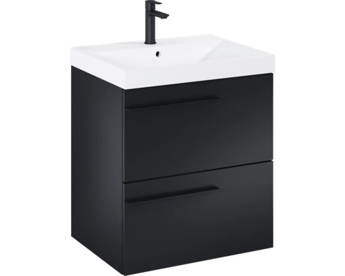 Wastafelonderkast met twee laden, wastafel en kraan