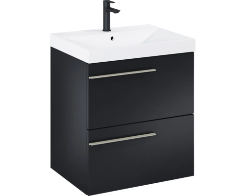 Wastafelonderkast met twee laden, wastafel en kraan