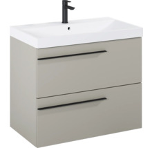 Wastafelonderkast met twee lades, opzetwastafel en kraan