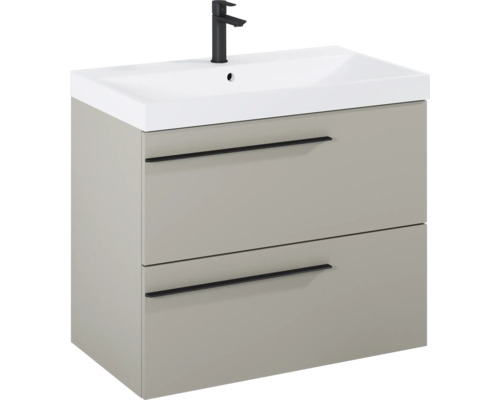 Wastafelonderkast met twee lades, opzetwastafel en kraan
