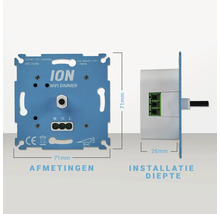 ION wifi dimmer met afmetingen