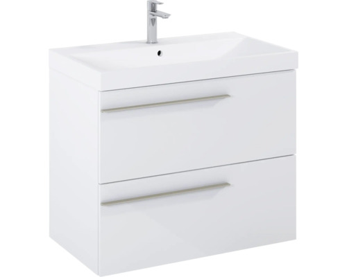 Witte wastafelonderkast met twee laden en opzetwastafel