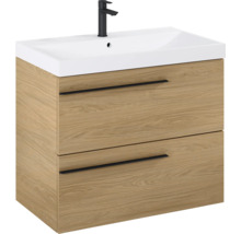 Wastafelmeubel met twee lades, wastafel en kraan