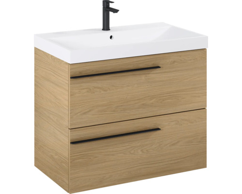 Wastafelmeubel met twee lades, wastafel en kraan