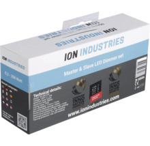 Verpakking van een Ion Industries Master & Slave LED-dimmersset met technische details en prijzen