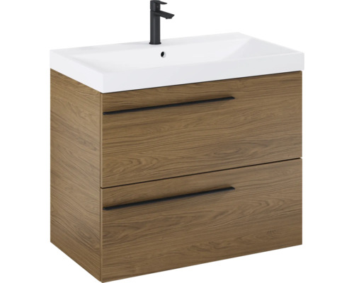 Wastafelonderkast met twee lades en een wastafel