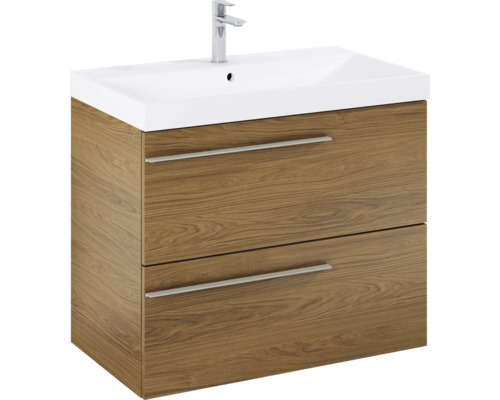 Wastafelmeubel met houtlook en twee lades