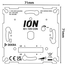 1-10V LED Controller bouwtekening met afmetingen van 71 mm