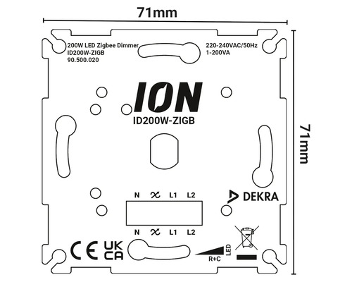 ION 200 Watt LED Zigbee Dimmer afmetingen