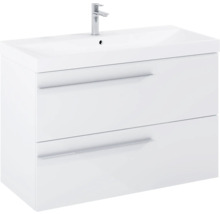 Witte wastafelonderkast met twee lades en kraan