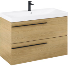 Wastafelonderkast met twee laden, wastafel en kraan