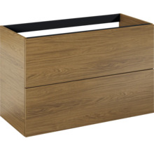 Houten wastafelonderkast met twee laden