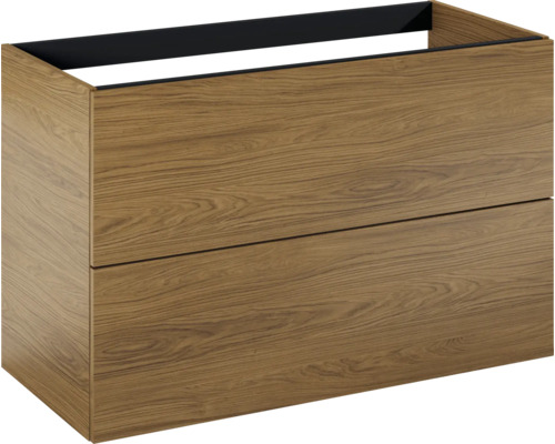 Houten wastafelonderkast met twee laden