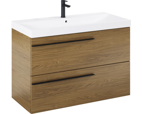 Wastafelonderkast met twee laden en kraan