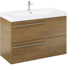 Wastafelonderkast met twee laden, wastafel en kraan