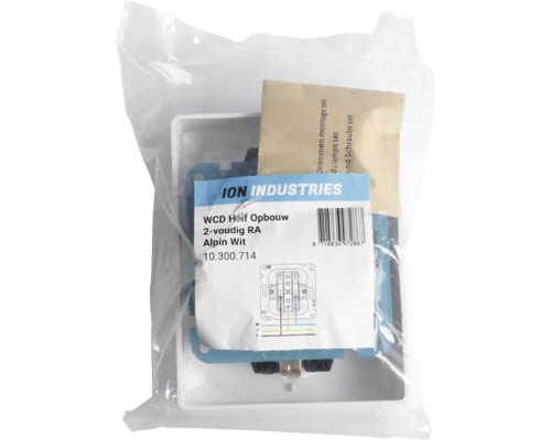 Ion Industries wandcontactdoos opbouw tweevoudig in de zak