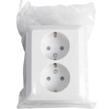 Dubbel stopcontact in transparante verpakking
