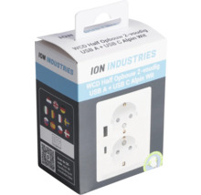 ION Industries wandcontactdoos verpakking met USB-A en USB-C aansluitingen