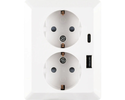 Dubbel stopcontact met USB-poorten voor binnenshuis