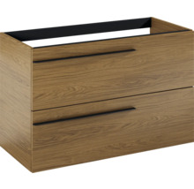 Wastafelonderkast met twee laden in houtlook voor de badkamer