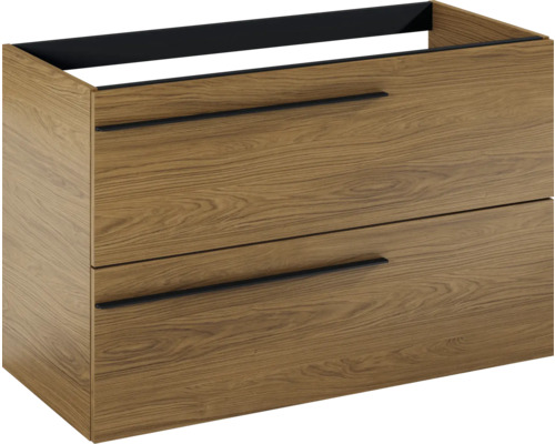 Wastafelonderkast met twee laden in houtlook voor de badkamer