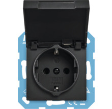 Zwart stopcontact met klapdeksel