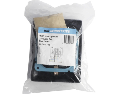 ION Industries Dubbel stopcontact voor opbouwmontage in zwart in verpakking
