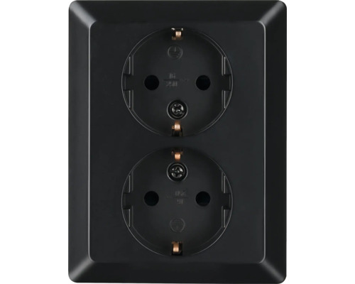 ION INDUSTRIES Stopcontact half opbouw 2-voudig RA zwart mat Dubbel stopcontact voor wandmontage