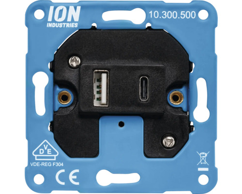 ION Industries USB-stopcontactinzetstuk met USB-A- en USB-C-aansluiting