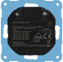 USB-oplader type A en type C met technische details