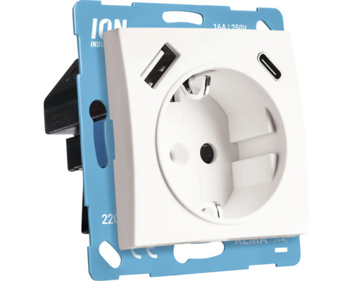 Stopcontact met USB- en USB-C-aansluitingen