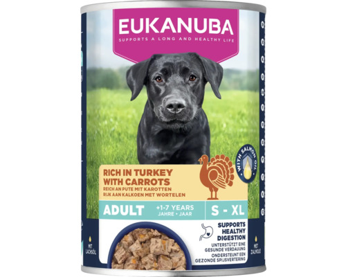 Eukanuba Adult hondenvoer met kalkoen en wortelen voor honden van 1 tot 7 jaar, geschikt voor honden van maat S tot XL