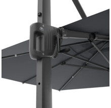 Detailopname van een parasol met draaimechanisme.