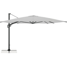 Vrijhangende parasol met vierkante vorm en zijdelingse mastvoet