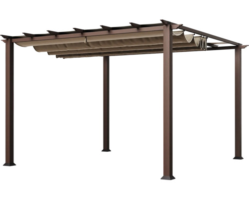 Pergola met intrekbare zonwering voor de tuin