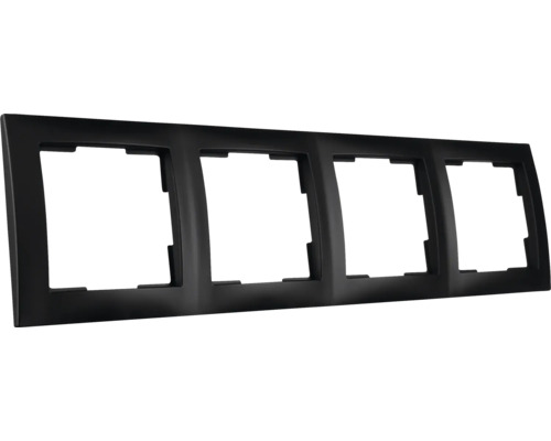 ION INDUSTRIES E1 Afdekraam 4-voudig zwart mat Frame voor vier schakelaars en stopcontacten