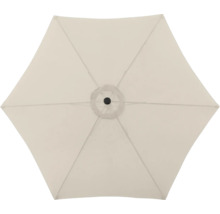 Bovenaanzicht van een parasol met een zeshoekig scherm