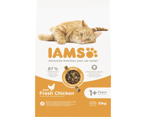 IAMS kattenvoer met verse kip voor katten vanaf één jaar, 10 kilogram