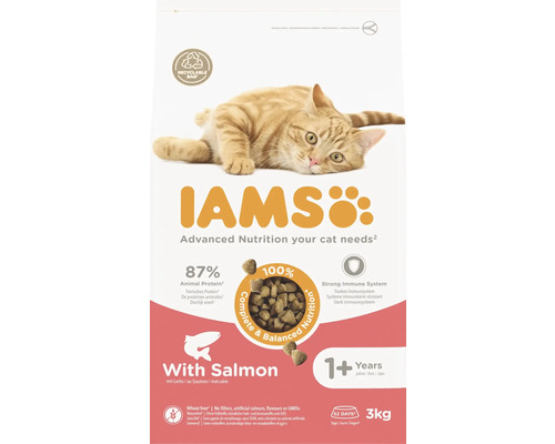 Iams kattenvoer met zalm voor katten vanaf 1 jaar, 3 kilogram