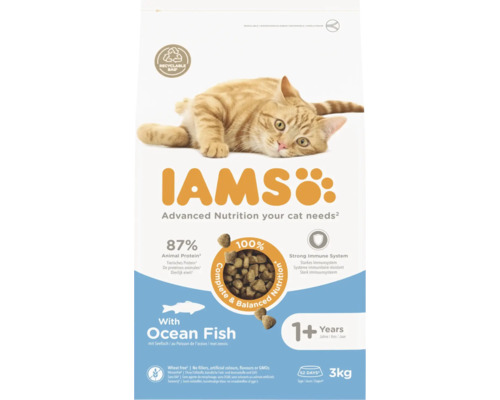 Iams kattenvoer met zeevis voor volwassen katten vanaf één jaar, 3 kilogram